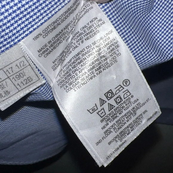 Brooks Brothers Regent Long Sleeve Blue Stripe Dress Shirt - Men's 17 1/2 - Picture 10 of 11